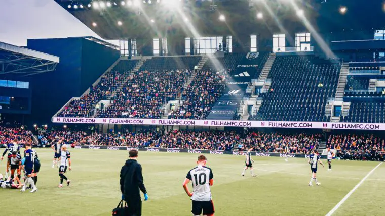 Tom Cairney about to re-enter the pitch at Craven Cottage